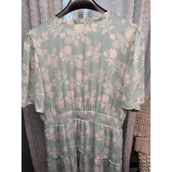 Berkley Jensen Floral Tiered Maxi Dress Sage Green Women's Size Large‎ - Picture 5 of 9